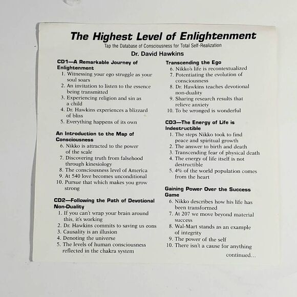 DR. DAVID HAWKINS The Highest Level of Enlightenment [CD, Set] - Picture 2 of 10